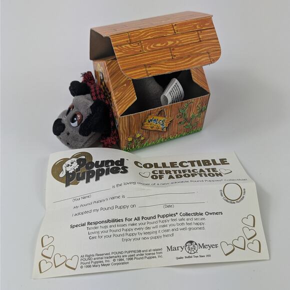 1998 Pound Puppies Plush 07/12 Mary Meyer Doghouse Puppy Dog Collectible Box - Picture 11 of 11